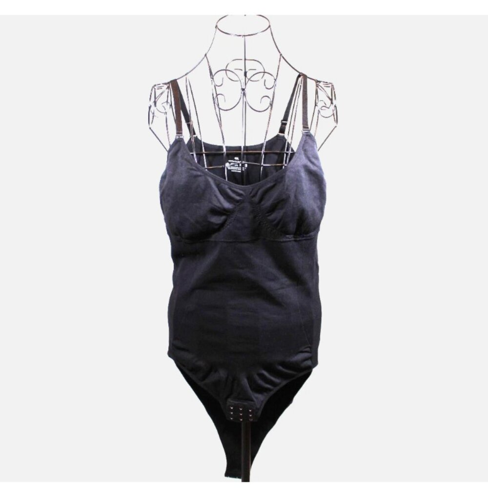 Black Spandex Body Briefer 4X Shaper Adjustable Straps Bodysuit Hook & Eye Close